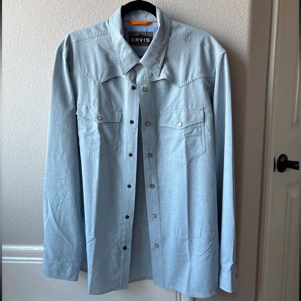 Orvis Mineral BlueTech Chambray Pearl Snap Shirt